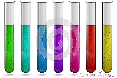 Vector glass test tubes with colored liquids Vector Illustration